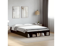 Vidaxl Estrutura De Cama 135x190 Cm Derivados De Madeira Preto