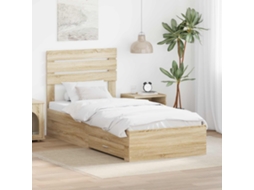 Vidaxl Estrutura da Cama Manual Carvalho Sonoma e Prata 75 X 190 Cm