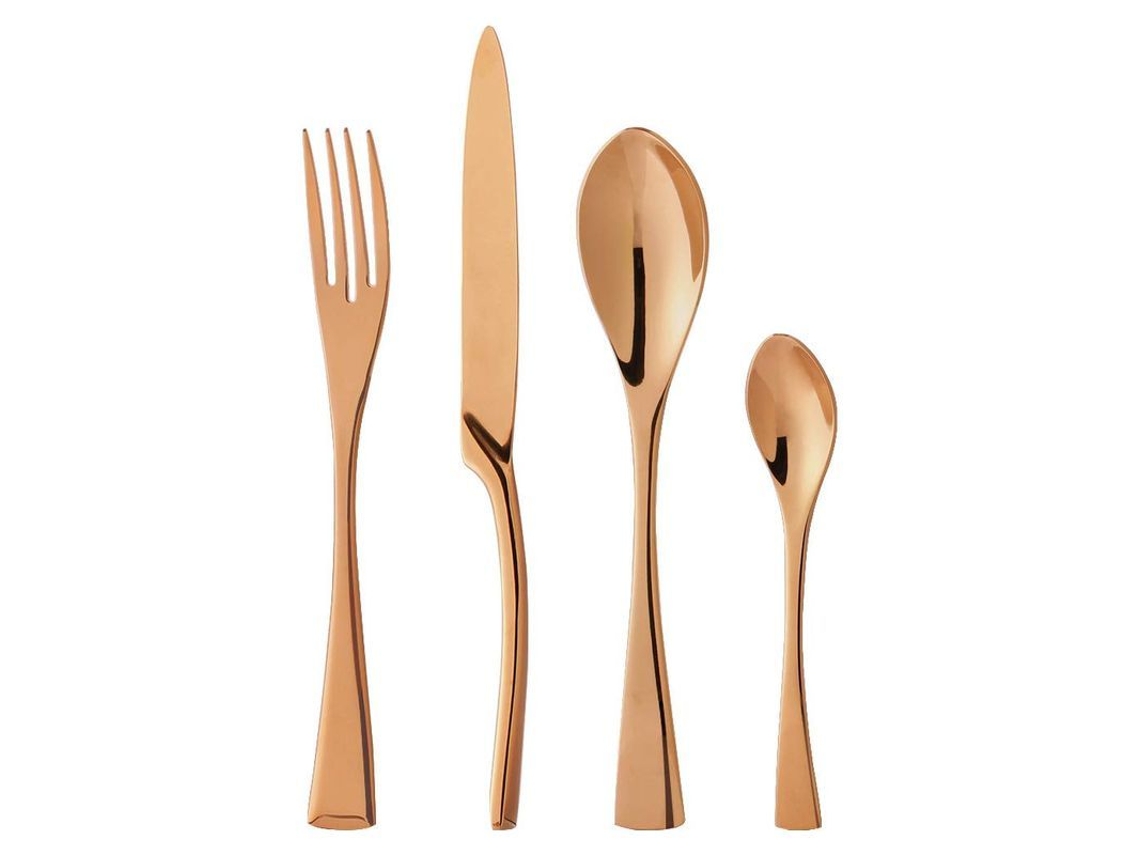2026 conjunto de Talheres de Aço Inoxidável 4 Peças Polido Espelho Design Moderno Cor Ouro Rosa