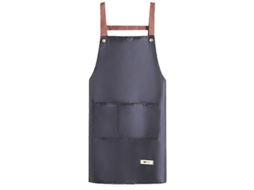 Avental De Cozinha Em Pvc Estilo Coreano Com Bolsa Frontal Ajustável À Cinta Anti-água E Anti-óleo Preto