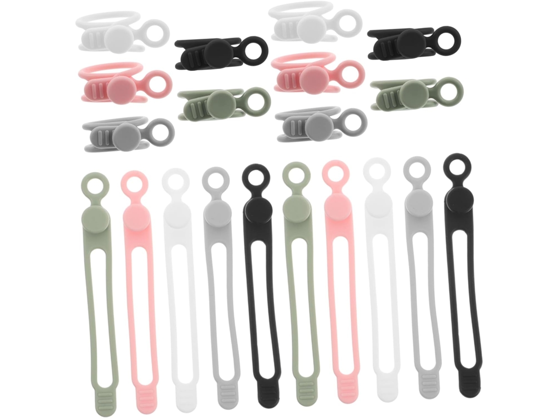 Conjunto De 30 Abraçadeiras De Silicone Reutilizáveis Para Organizar Fios.