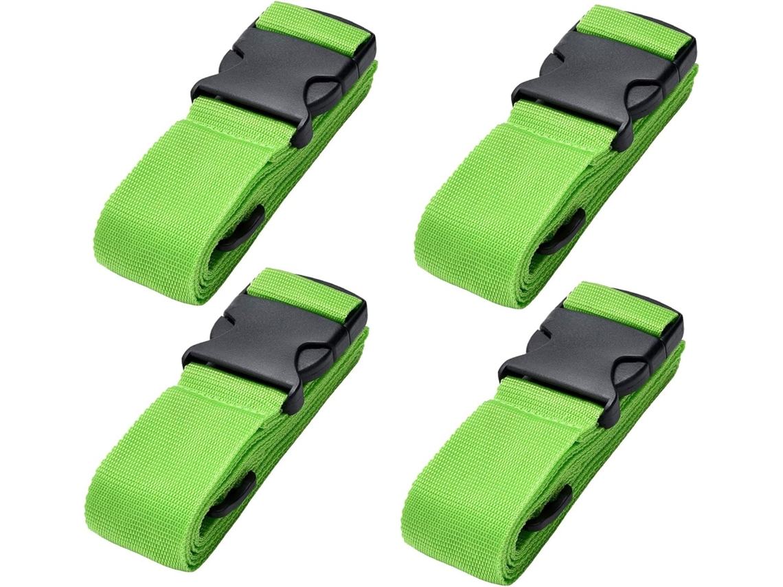 Alça Para Mala Ajustável, Pacote Com 4, Verde, Com Fivela Resistente Para Bagagem De Viagem Elysve