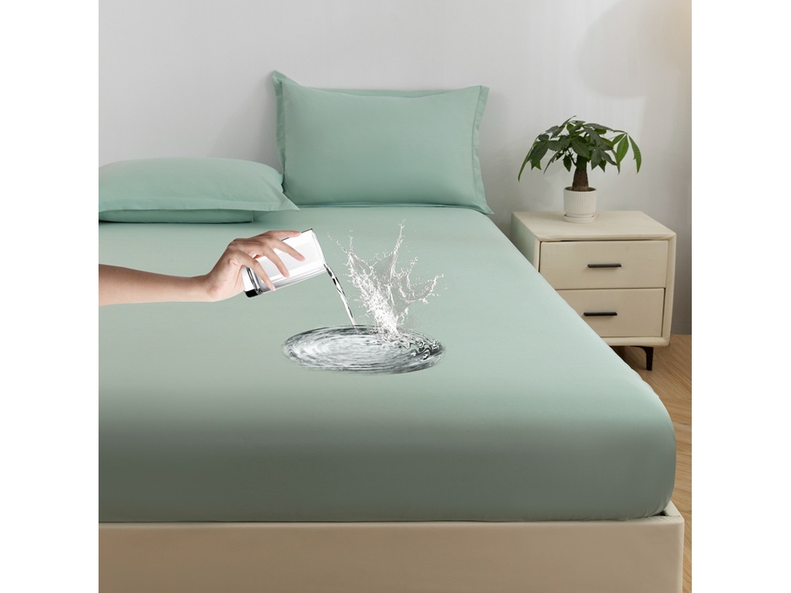Protetor De Colchão Impermeável Czhhmart 100cmx200cm (com Par De Fronhas) Verde Água