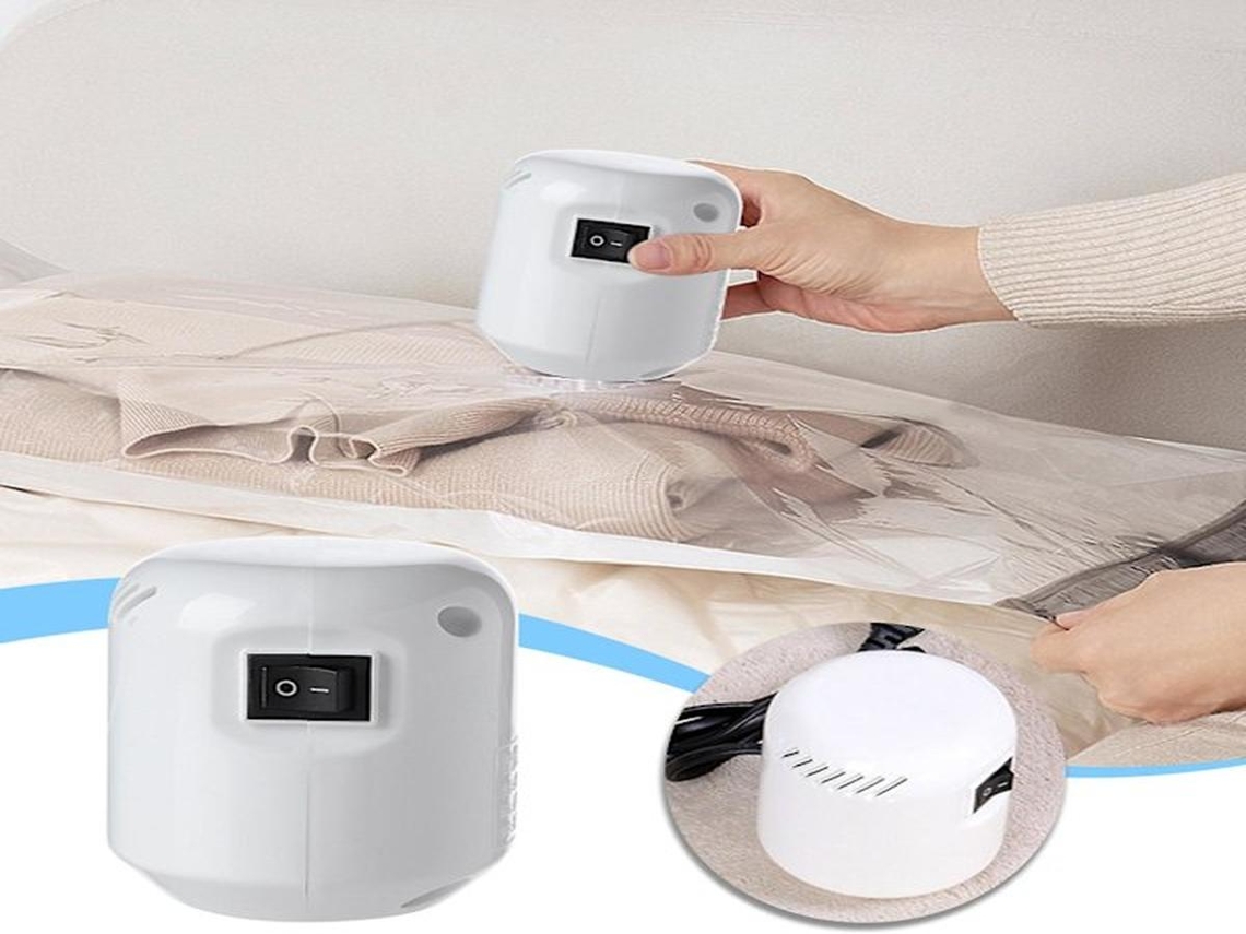 Saco a vácuo Lurelia com bomba elétrica para roupas e edredons, com zíper e que economiza espaço.