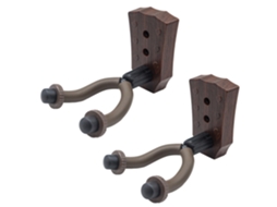 Conjunto de 2 Ganchos de Parede para Guitarra Acústica, Acabamento em Madeira Marrom, Modelo 2 com Fixação Segura AQUAFORGE
