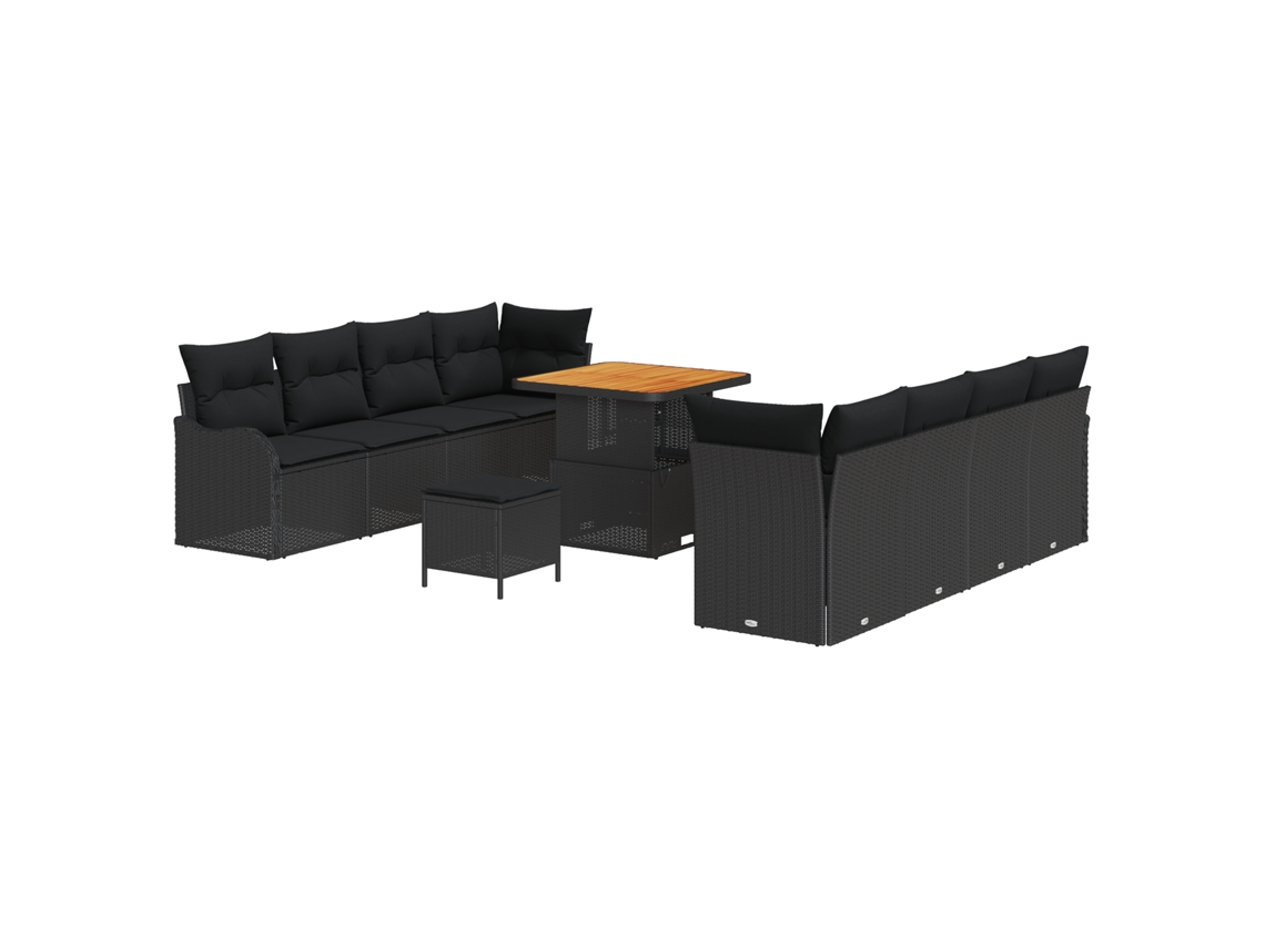 Conjunto 11 Conjunto De Sofá De Jardim Vidaxl Preto Vime Pe (80 X 80 X 71 Cm)