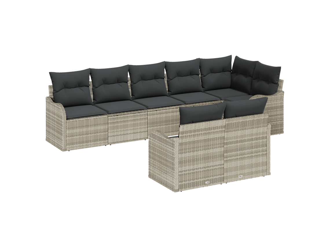 Conjunto 8 Sofá De Jardim Vidaxl Cinzento-claro Vime Pe (287,5 X 122,5 X 69 Cm)