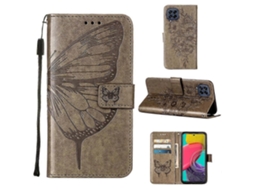 Capa De Celular Em Couro Com Estampa De Borboleta Em Relevo Para Samsung Galaxy M53 5g