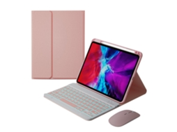 Capa de Teclado Bluetooth para Ipad Air2 Luz de Fundo e Rato ,português, Rosa XIAOMOYU