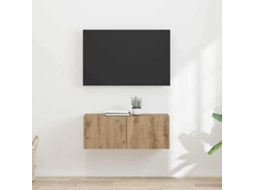 Vidaxl Armário De Tv De Parede 2 Unid. Carvalho Artesanal