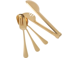 De Talheres De Aço Inoxidável De 4 Peças Com Pinça Para Servir, Colher E Garfo, Cor Dourada, Gokoco