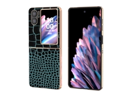 Capa De Celular Oppo Find N2 Flip Com Textura De Crocodilo Em Couro E Nano Galvanoplastia