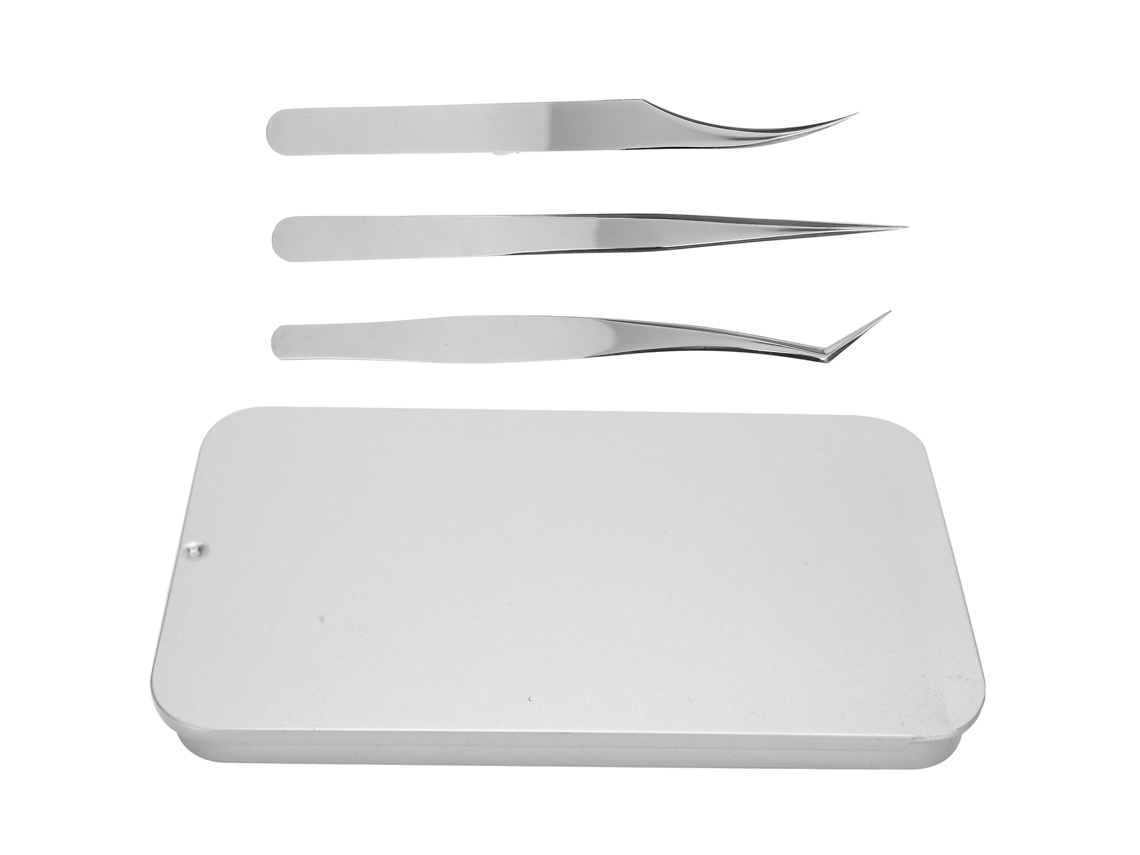 Conjunto De Pinças Para Alongamento De Cílios Dolphinshaped Prata 3 Peças Ferramenta Easy Fannning