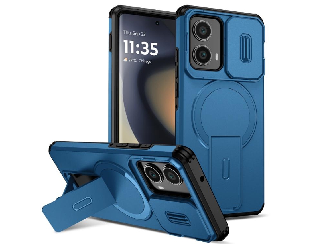 Capa Zruxe Compativel Com Motorola Edge 2024 (suporte Magsafe - Protecao Deslizante - Azul)