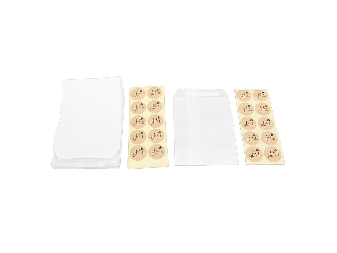 100 Sacolas De Papel Plano Com 100 Adesivos Autoadesivos Para Doces, Joias, Manicure E Casamentos