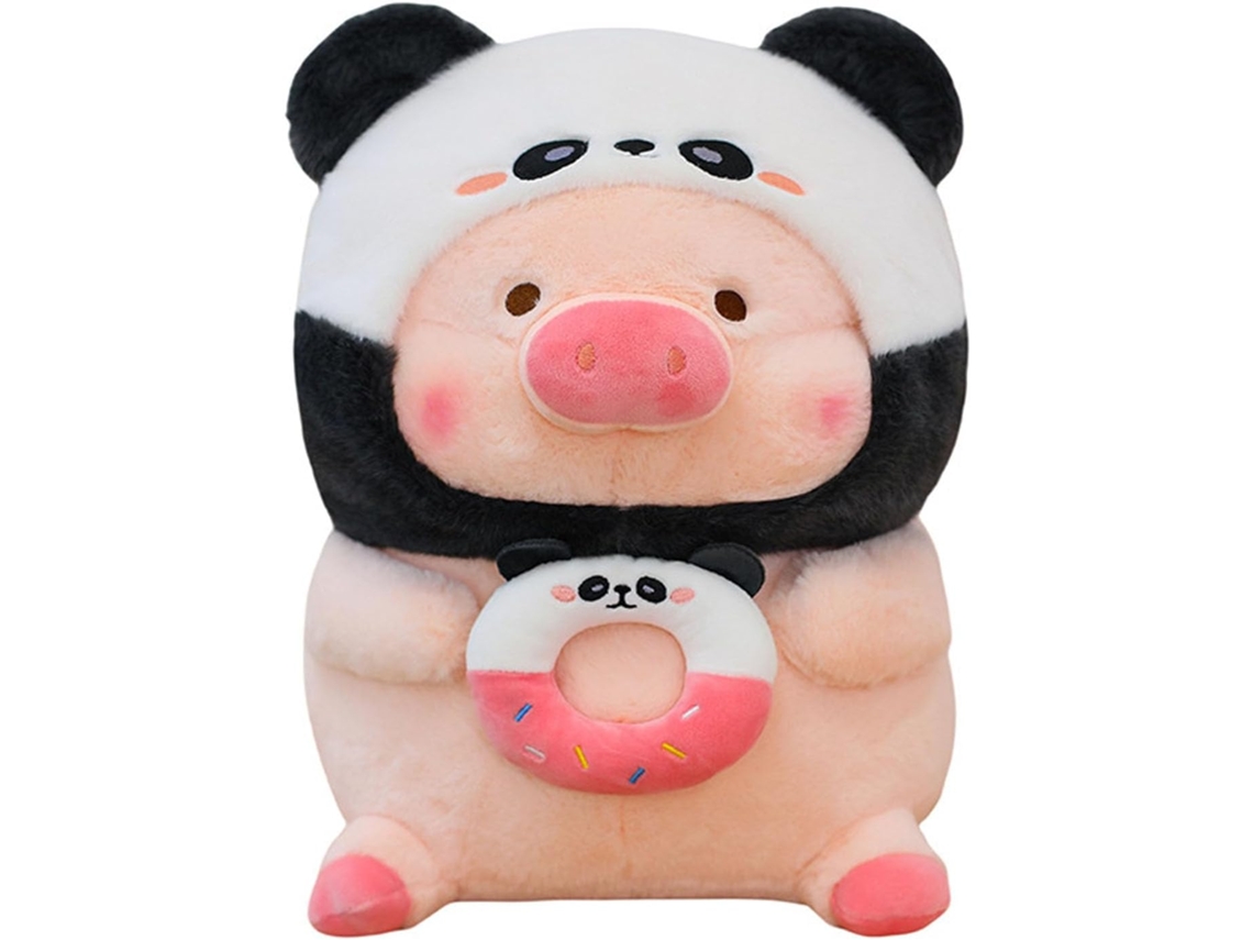 Porquinho De Pelúcia, Pelúcia Rosa Com Capuz De Panda E Donut Na Mão,