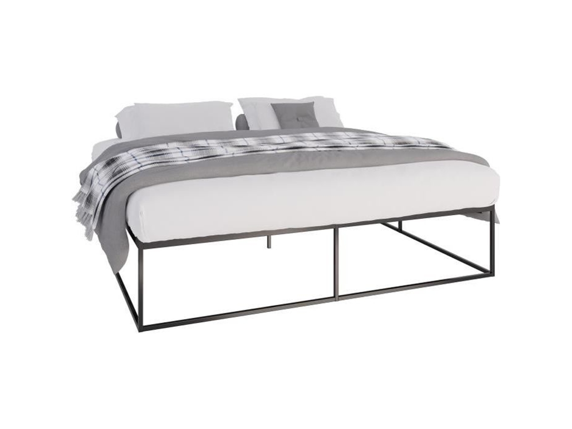 Estrutura De Cama Scala Com Estrado De Ripas Em Metal - Clp - Preto - 200x200 Cm - Capacidade De Carga 320 Kg