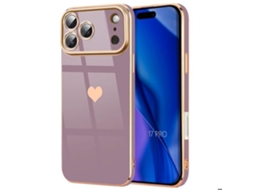 Capa Protetora - E.f.connection - Para Iphone 17 Pro - Fina, Anti-impacto, Em Silicone, Com Estampa De Coração - Roxa