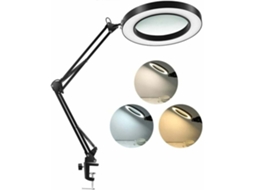 Lupa Com Regulagem Contínua, Luz E Suporte, Braço Giratório Ajustável, Luminária De Mesa Led Com 3 Modos De Cor, Braço Oscilante Flexível Para Trabalh