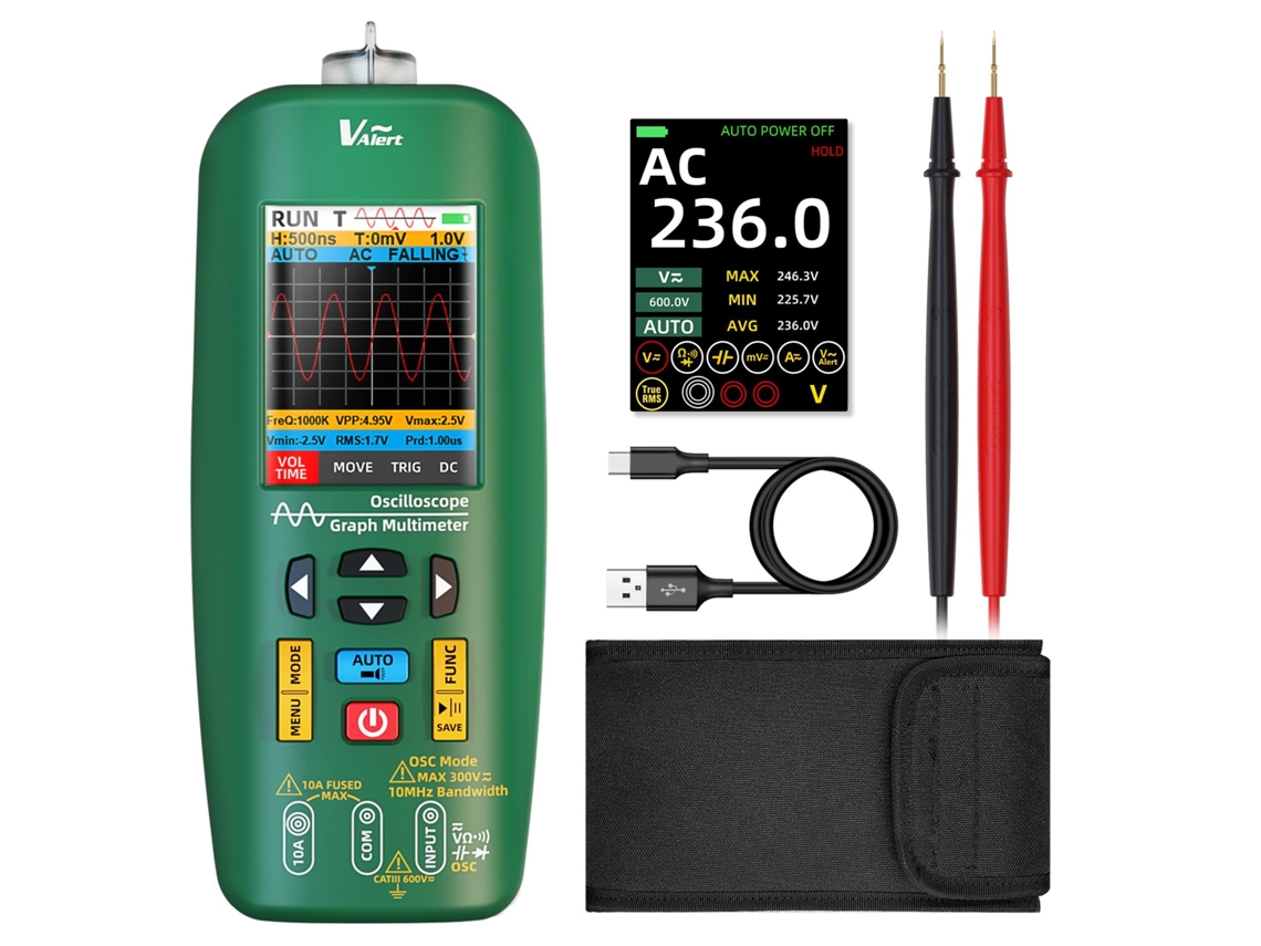 Osciloscópio O1 Com Tela Colorida E Multímetro De 10 Mhz, Calibração Automática, Recarregável, Teste De Eletrônicos Automotivos/pc Zeuxo