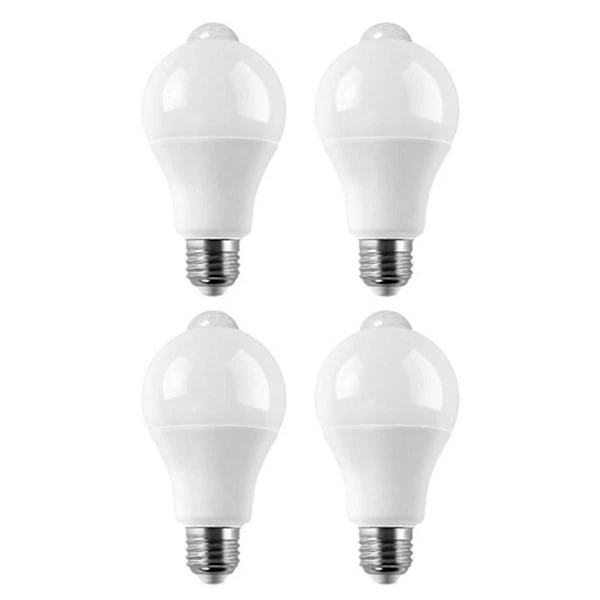Kit com 4 Lâmpadas Led E27 Sensor de Movimento e Sensor Pir de 9w BRILVIBERA