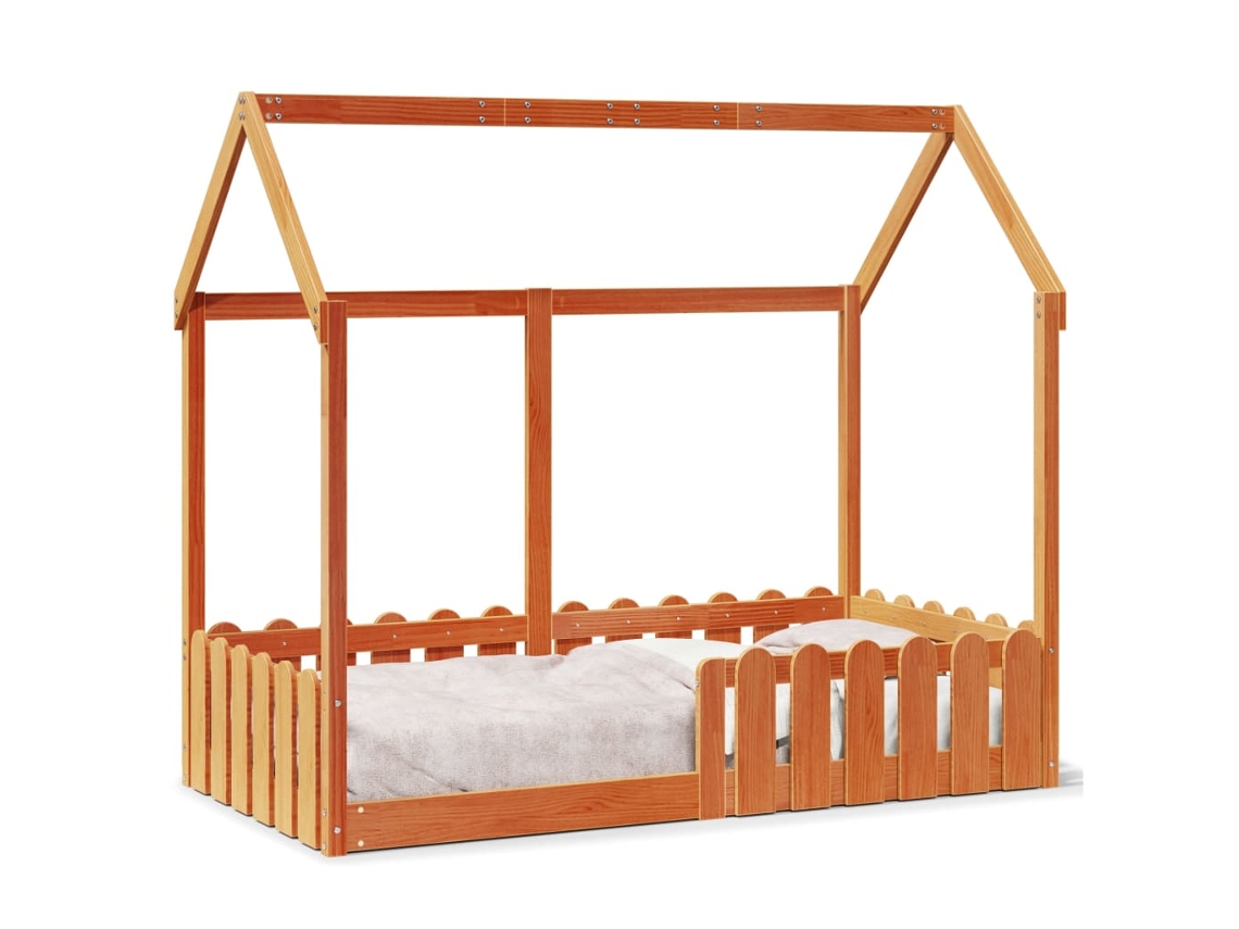 Kids' House Bed Frame, Kids' House Bed Frames Vidaxl Marrom Madeira (80 X 160 Cm)