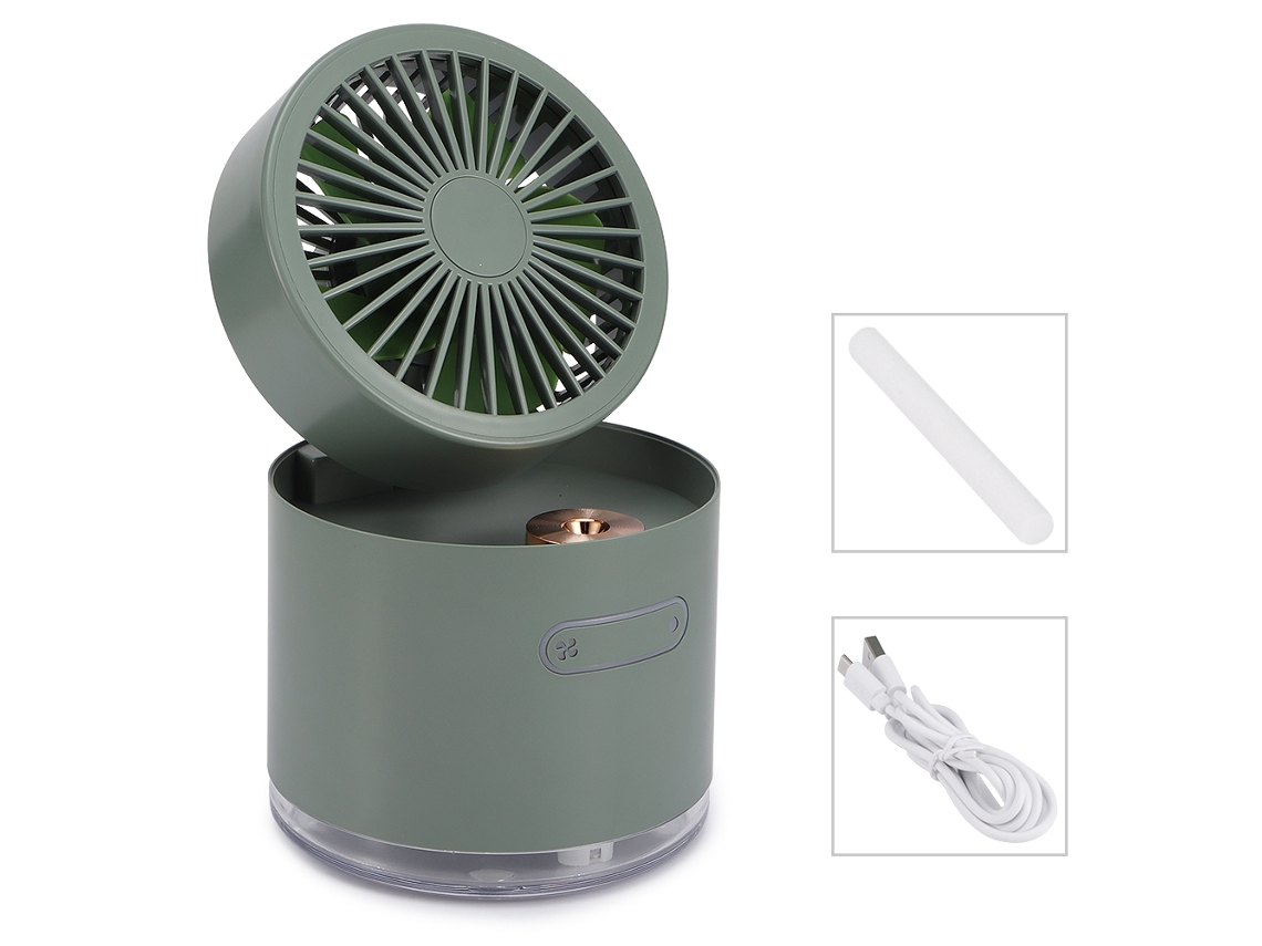 Ventilador Umidificador Portátil 2 em 1 Usb Silencioso Verde