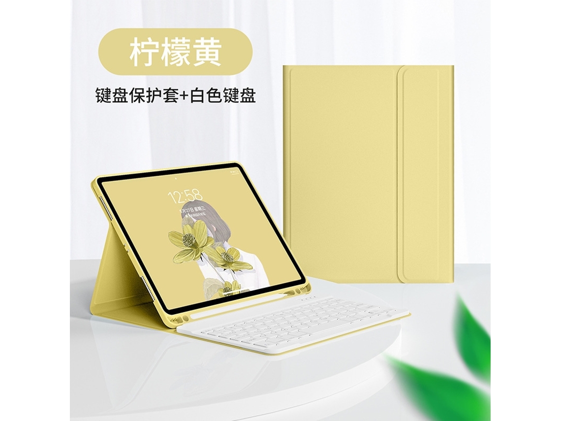 Capa Com Teclado Bluetooth, Compatível Com Ipad Pro 11 Pol. 2024, Couro, Branco