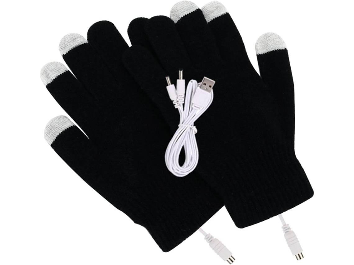 Luvas De Tricô Elétricas Aquecidas Por Usb Para Mulheres E Homens, Para Uso Externo, Pretas.