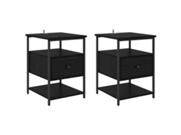 Conjunto de Armário de Cabeceira 2 Pcs Carvalho Preto MAISON EXCLUSIVE 40x42x56 cm