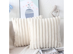 capas de Almofada de Pelo Falso Bege 45x45cm, Conjunto de 2 Macias para Sofá Cama Decor Morocana S/MARCA