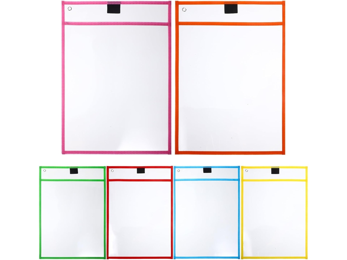Protetores De Folhas Transparentes Para Fichário, 6 Unidades Em Cores Sortidas, Capas Reutilizáveis Para Documentos Sem