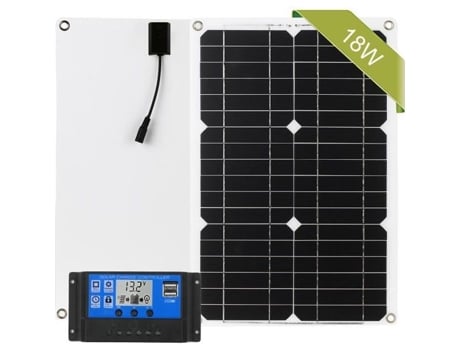 Kit de painel solar off grid de 18 W 12 V Módulo monocristalino com kits de cabos de conexão de controlador de carga solar LIXADA