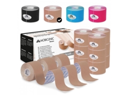  Pack 12 rolos Fita cinesiológica Kinesiotape Mobiclinic 5m x 5 cm Banda neuromuscular Bege