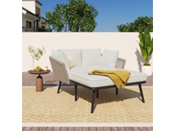 Sofá de jardim de 2 lugares com 2 almofadas e 2 almofadões, removíveis e laváveis cáqui NOVELA