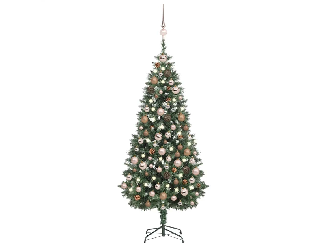 Vidaxl Árvore Natal Artificial Pré-iluminada C/ Bolas E Pinhas 180 Cm