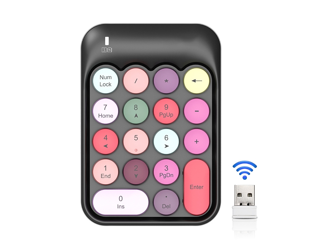 Teclado Numérico Sem Fio Ak18 2.4g Mini com Teclas Redondas para Contabilidade