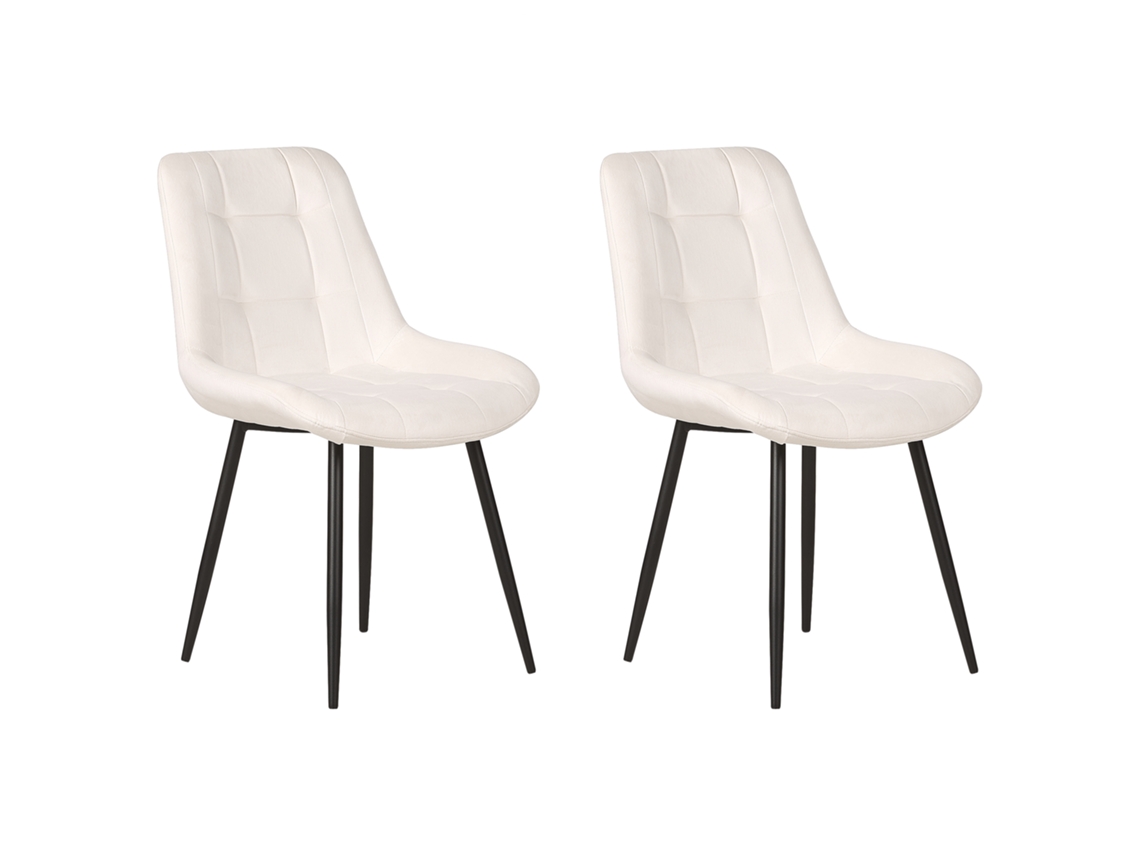 Juego De Sillas De Diseño Beliani Melrose De Terciopelo Blanco 51x58x85