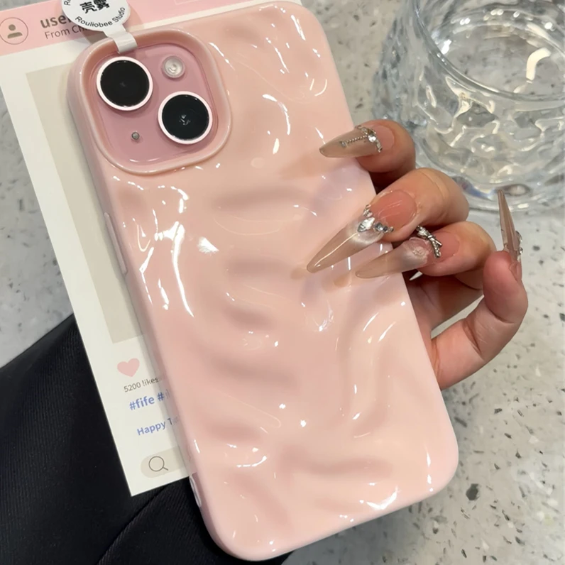 Capa Para Celular (iphone 14 Pro) Com Textura Enrugada 3d, Feita De Silicone Macio.