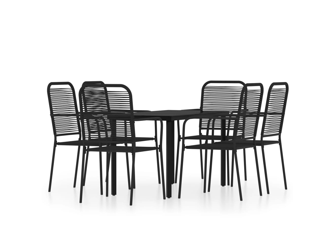 Maison Exclusive - 7 Pcs Conjunto De Jantar Para Jardim Preto