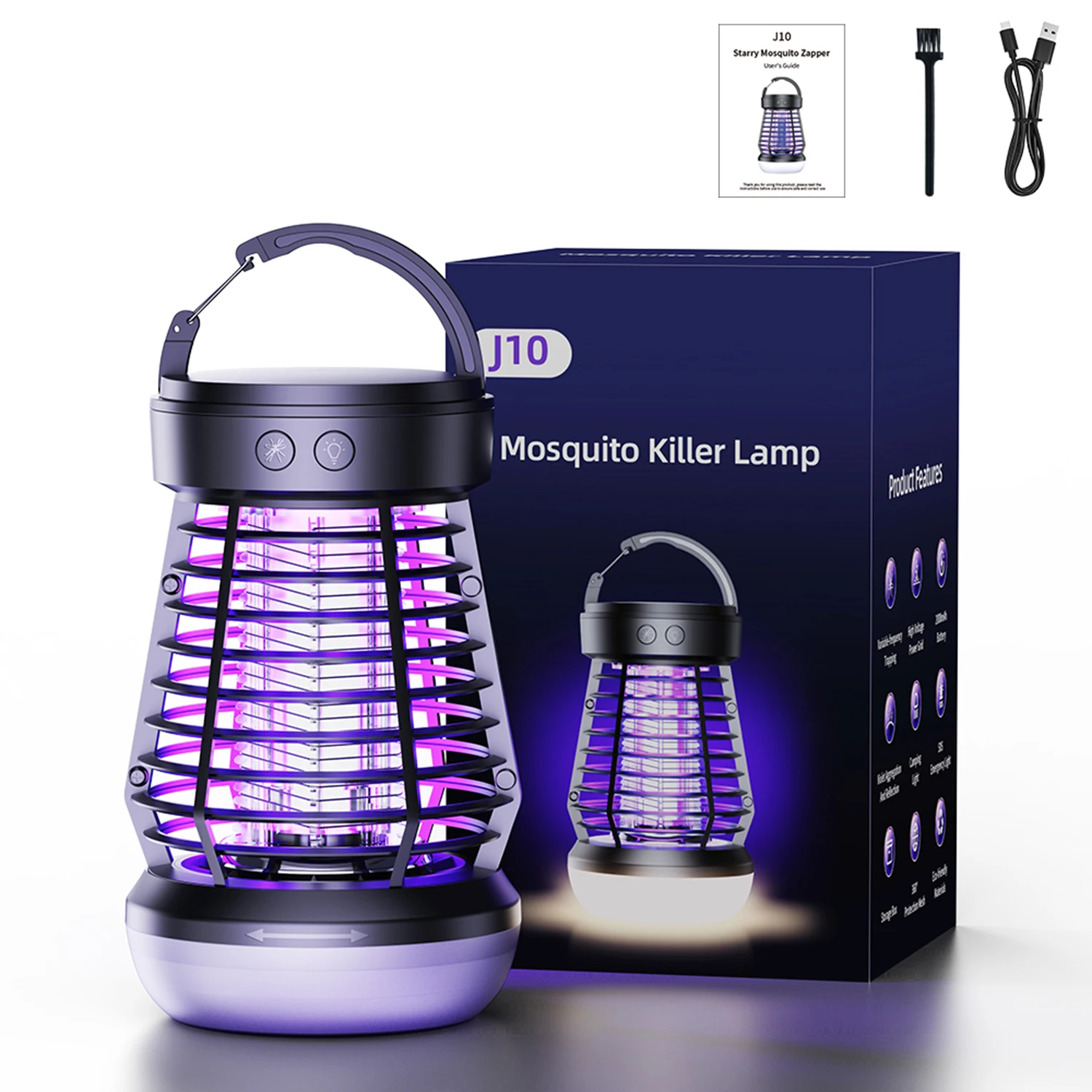 Lâmpada Portátil Mata-mosquitos (preta) Com Função Recarregável Via Usb