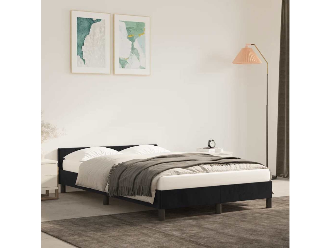 Estrutura De Cama Sem Colchão 120x200 Cm Veludo Preto