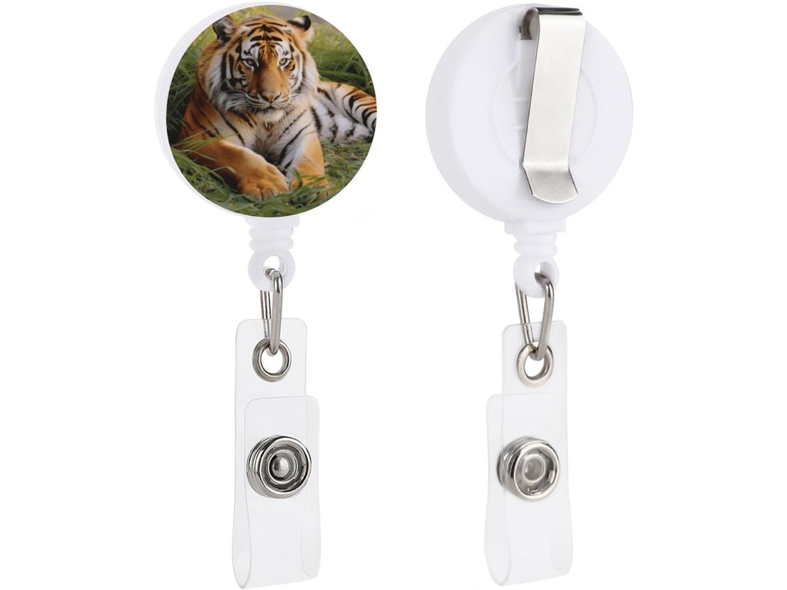 Clipe Retrátil Crachá, Tigre Fofo Na Grama, Clipe de Identificação Impresso Com Crachá Enfermagem, Porta