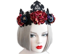 Diadema Floral De Rosa Para Mulheres Meninas Festa Halloween Traje Gothic Meia-noite Ajustável Corona