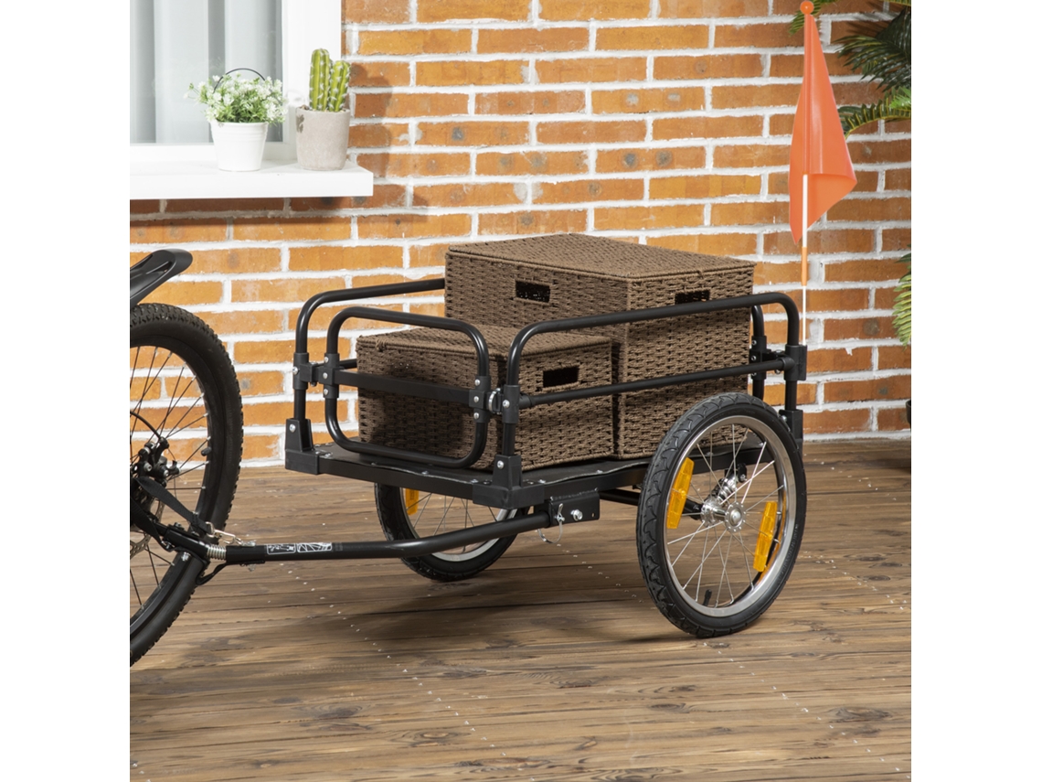 Trailer Dobrável De Bicicleta Feito De Rodas De Aço Com No Máximo 16 Polegadas. Carga 40 Kg Com Barra De Tração Universal