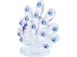 Peça, Elegante Ornamento De Cristal Para Interiores, Pavão Artificial Refinado De Olhos Azuis Ou