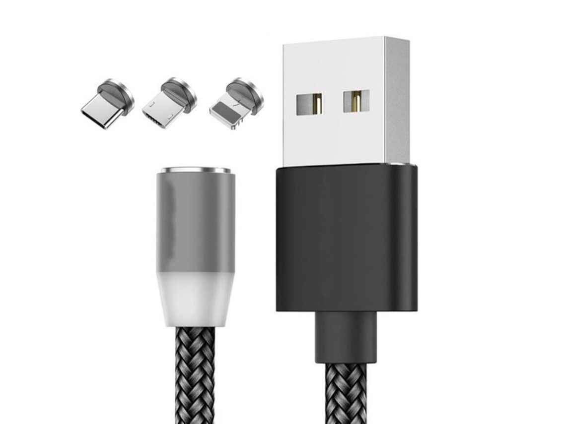 Cabo Carregador Magnético Redondo Android Tipo C - Ios - Micro Usb Android 3em1 1m 2.4a 5