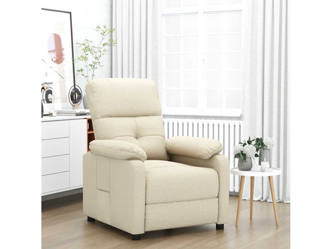 Vidaxl Poltrona Reclinável Tecido Cor Creme