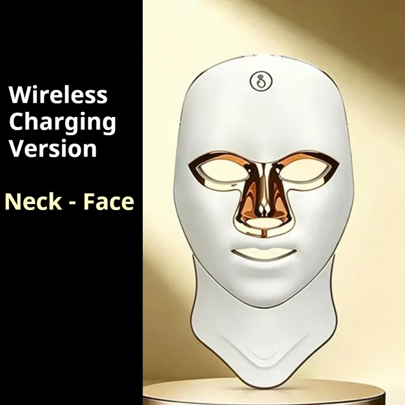 Máscara Facial De Led Com 7 Cores, Com Terapia De Luz Vermelha E Azul Para Rejuvenescimento Da Pele Do Rosto Por Fótons.