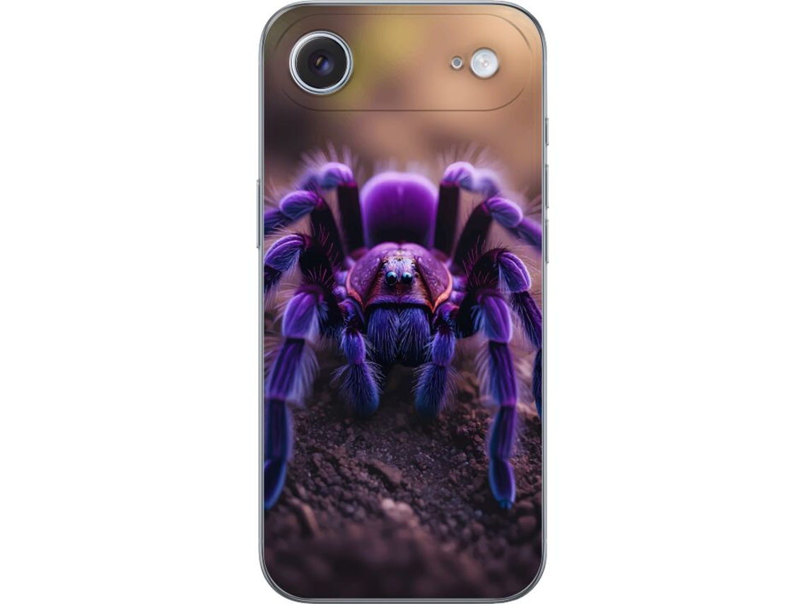 Capa Para Celular Compatível Com Apple Iphone Air. Close-up De Uma Aranha Roxa Peluda Com Cores Intensas E Detalhes Nítidos, Um Motivo Impactante.